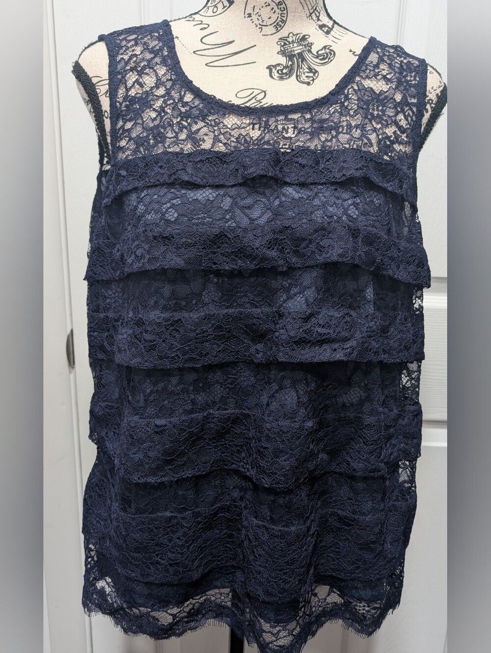 NEW!! Ann Taylor Blue Ruffled Tiered Tank Top